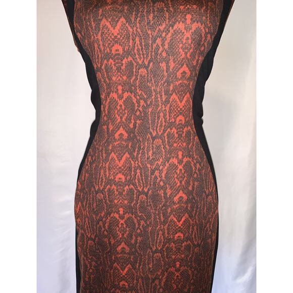 MNG Red Snake Print Color Block Pencil Dress Size S - Picture 3 of 12